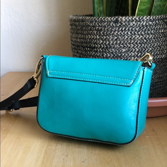 Innue Leather Turquoise Small Crossbody Bag - Picture 3 of 6